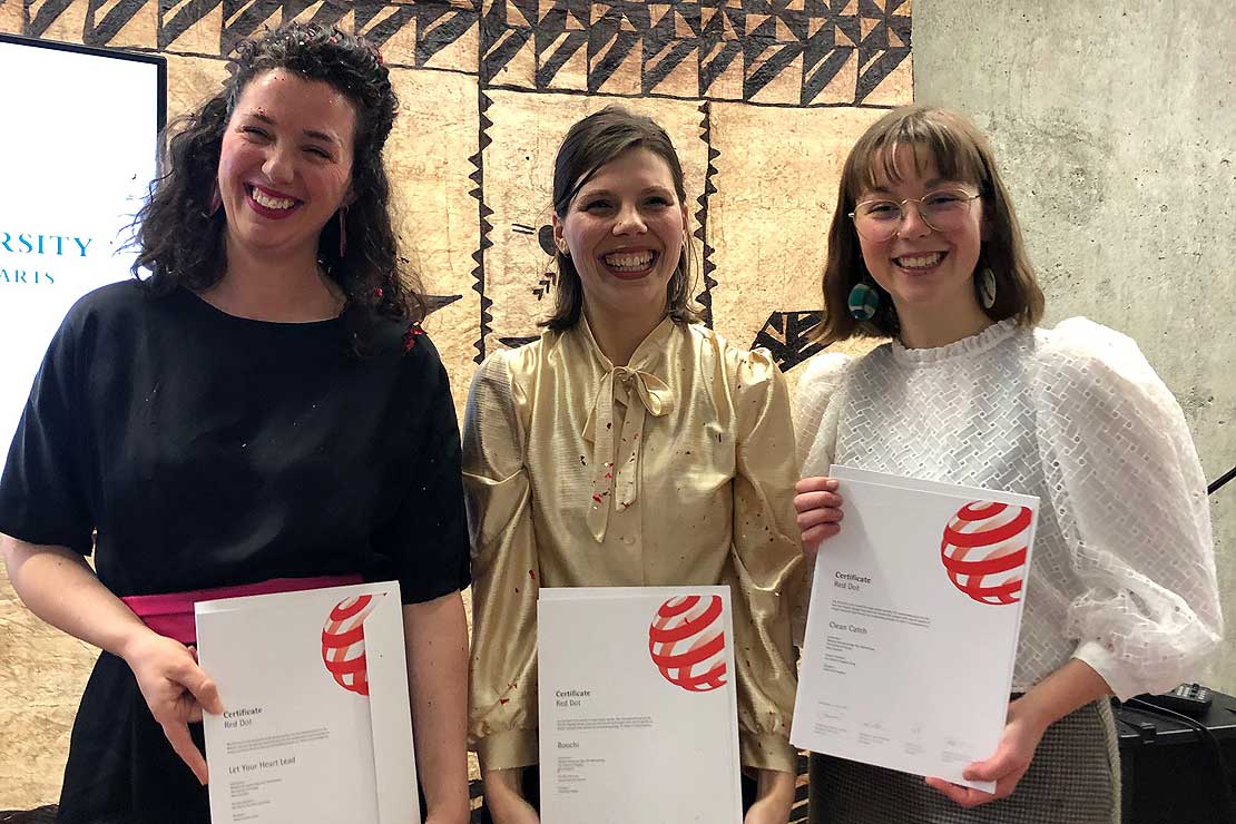 Red Dot winners Tessa Hansen-Cane, Charlotte Klinge and Samantha Hughes.