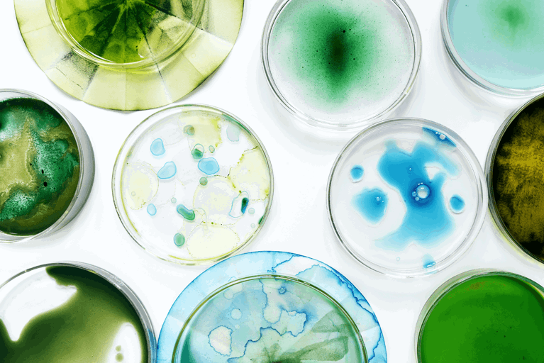 Microalgae colouration dye testing