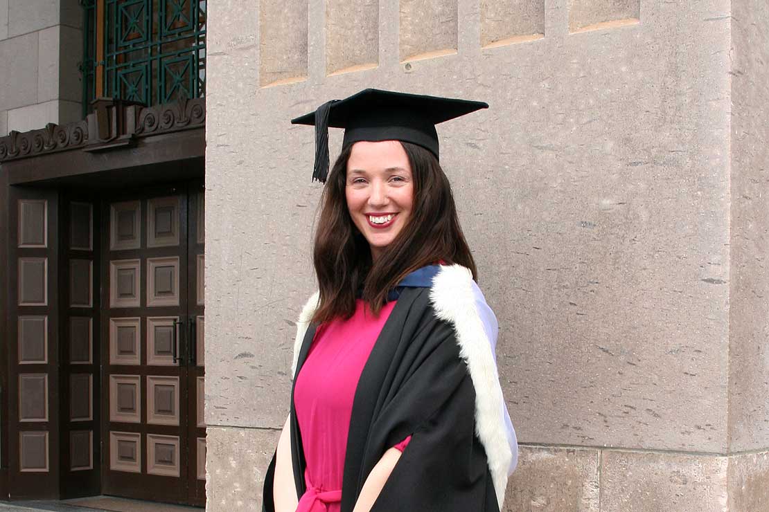 Design graduate Tessa Hansen-Cane at the Wellington special graduation celebration.